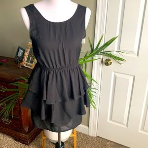 Black ruffle midi dress